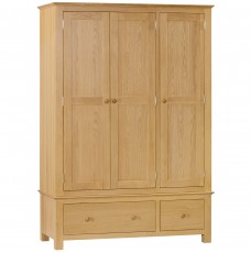 Moreton Oak Triple Wardrobe with 2 Drawers